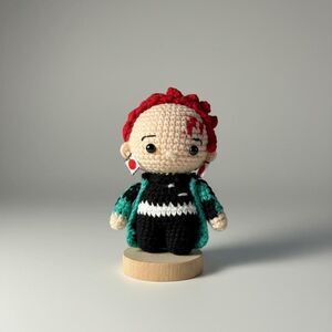 Handmade Crochet Tanjiro Kamado Doll – Demon Slayer Amigurumi Gift